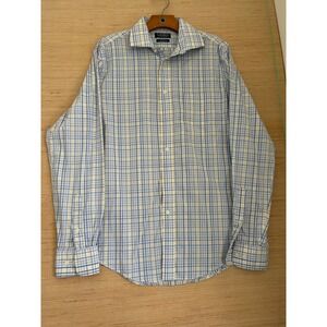 Lauren Ralph Lauren Mens 15-15½ Blue Yellow‎ Plaid Regular Performance Stretch